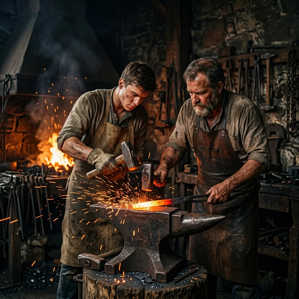 Master smith teaching the art of forging